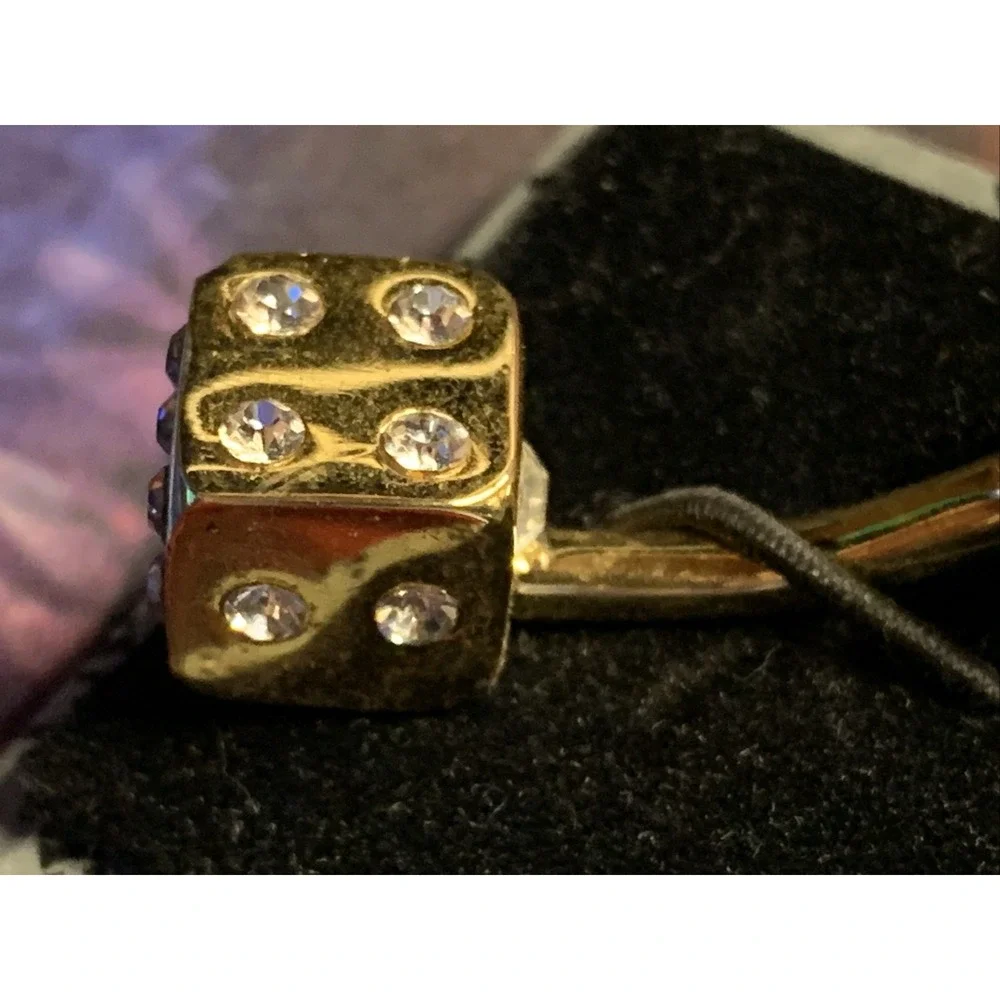VINTAGE ZYLOS GEORGE MACHADO GOLD TONE DICE CUFF LINKS SET